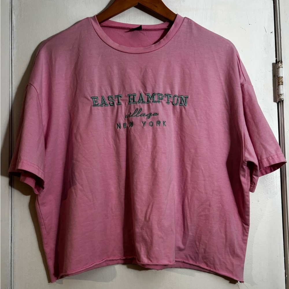 SHEIN Pink 'East Hampton' Graphic Tee
